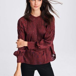 Rag & Bone Burgundy Popover Silk Blouse, size M, Brand New with Tags